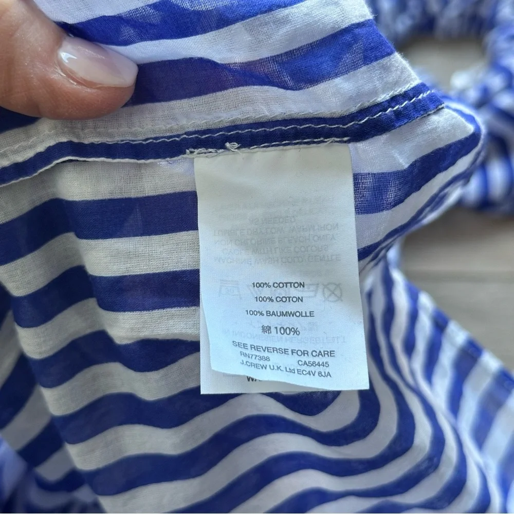 J.Crew‎ Blue White Stripe Off Shoulder Dress XS Cotton Ruffle